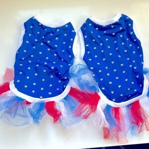 2 Small America tutu dog shirts